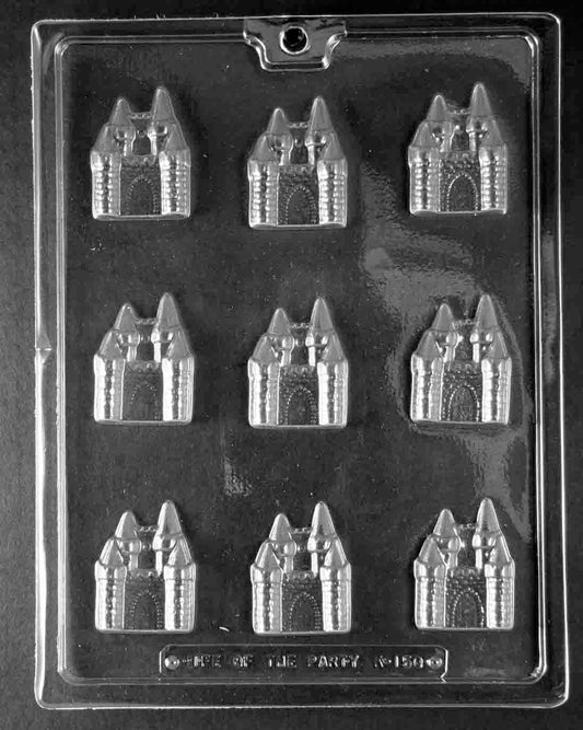 Castle chocolate mold, clear mold shaped like small castles for candy making.