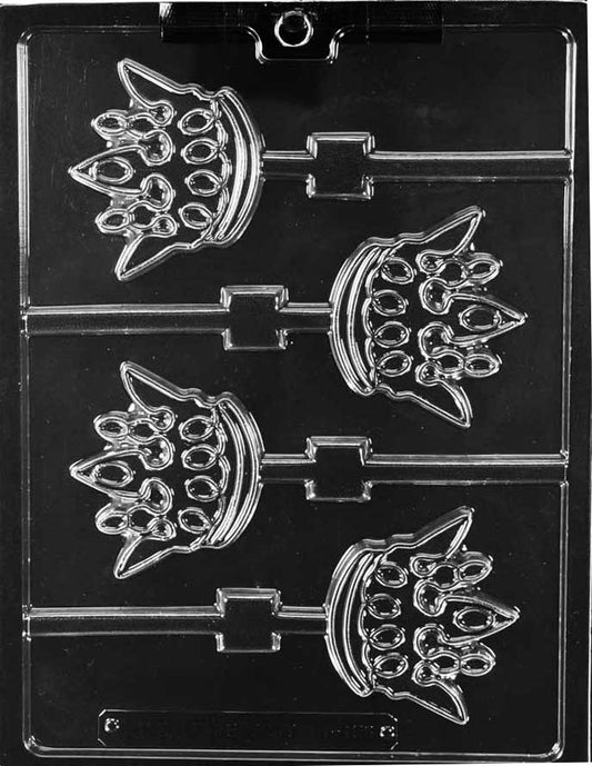 Crown Lollipop chocolate mold, clear mold shaped like a crown for candy pops.