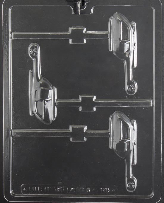 Helicopter Lollipop chocolate mold, clear mold shaped like helicopter pops for candy.