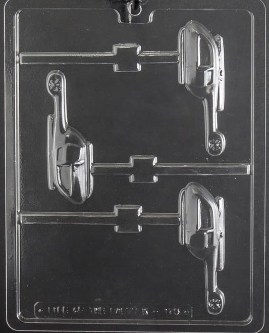 Helicopter Lollipop chocolate mold, clear mold shaped like helicopter pops for candy.
