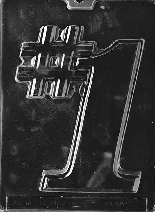 #1 chocolate mold, clear mold shaped like large number one for candy making.