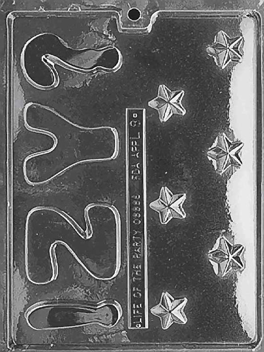 Letters Y–Z and Stars chocolate mold, clear mold with letter and star designs for candy.