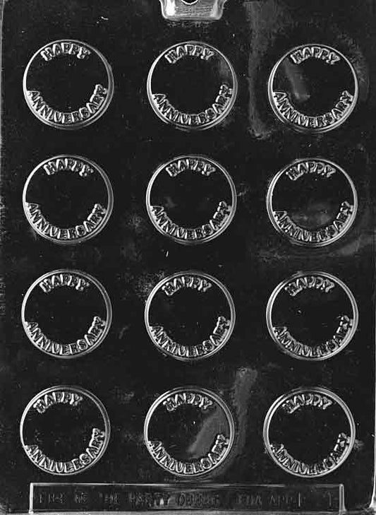 Happy Anniversary Mint chocolate mold, clear mold with anniversary lettering.