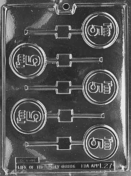 I’m 5 Lollipop chocolate mold, clear mold with round “I’m 5” candy pop design.