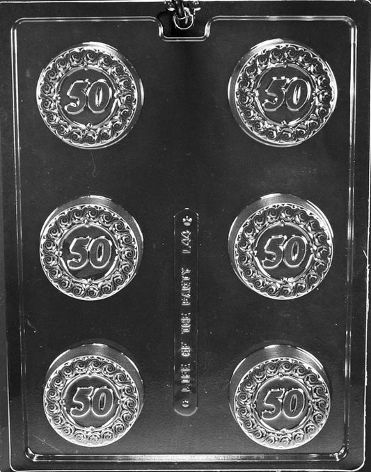 #50 Cookie chocolate mold, clear mold with number 50 cookie design.