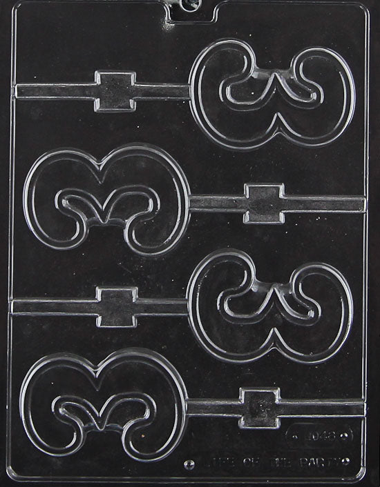 #3 Lollipop chocolate mold, clear mold with number three design for candy pops.