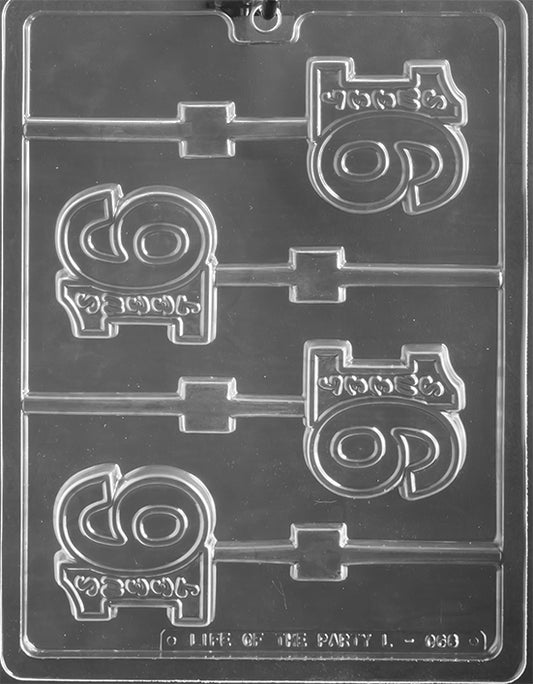 Sweet 16 number chocolate mold, clear pop mold with adjacent 1 and 6 numerals.
