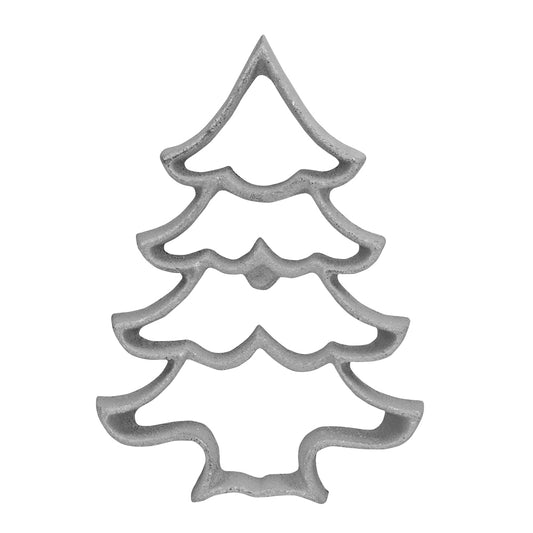 Top view of a large Christmas tree-shaped Timbale mold - A detailed view showcasing the Christmas tree design, perfect for creating holiday-themed rosette cookies.
