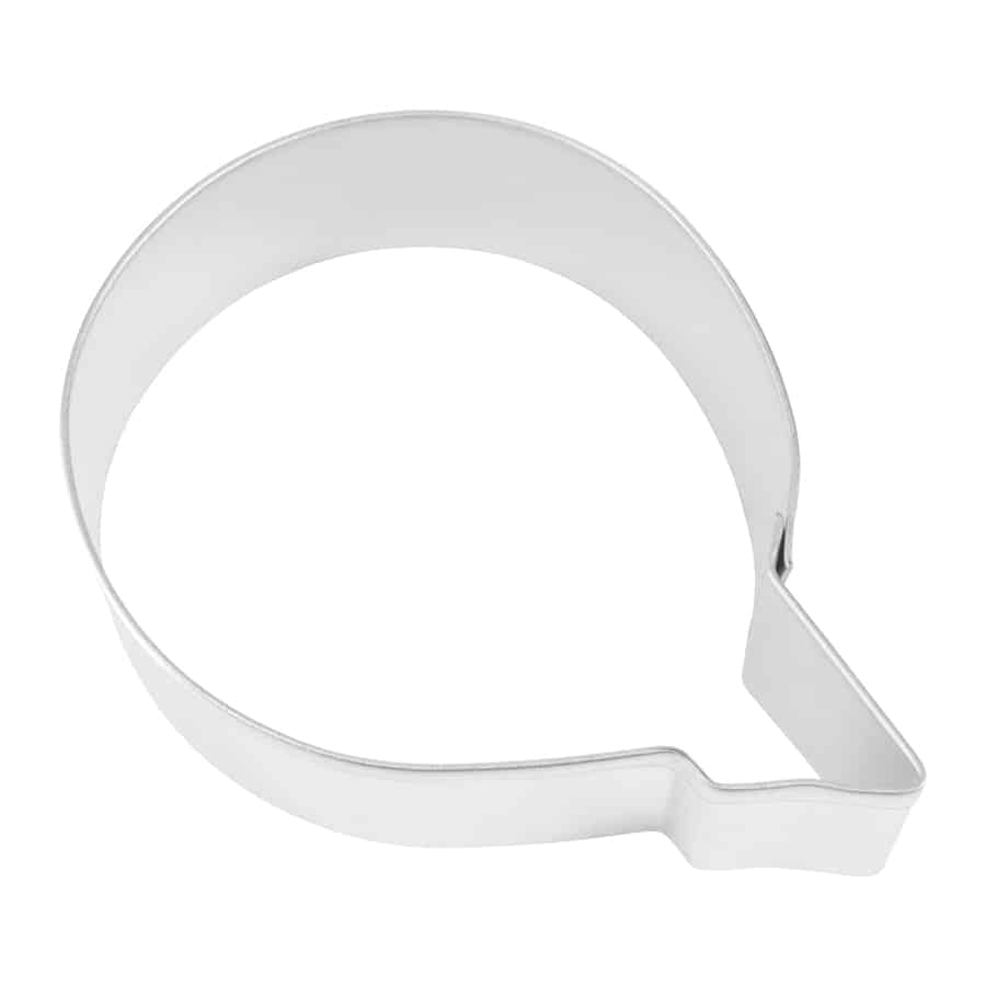 Close-up of a metal Letter 'Q' cookie cutter with sturdy construction.