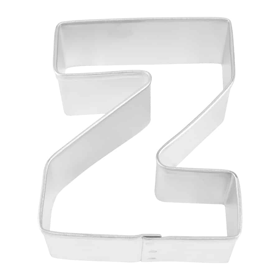 Close-up of a metal Letter 'Z' cookie cutter with sturdy construction.