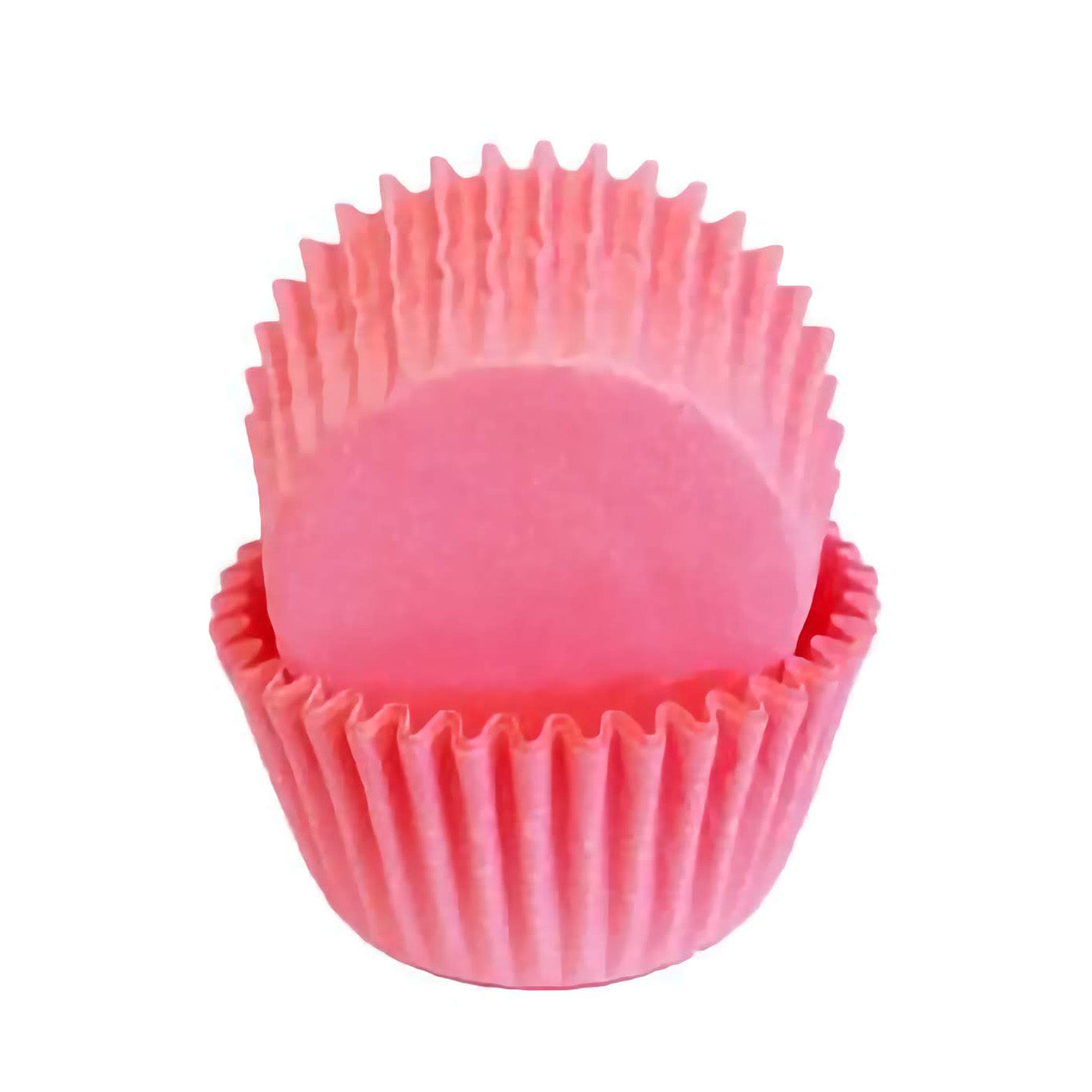 Light pink standard greaseproof cupcake liners in a stack, showcasing their delicate, pastel pink color, ideal for feminine and romantic dessert presentations.