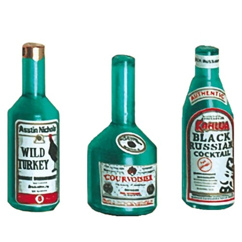 Novelty liquor bottles cake toppers modeled after famous alcohol brands, perfect for decorating cakes for a bachelor party, 21st birthday, or any celebration where you want to add a touch of spirited fun.
