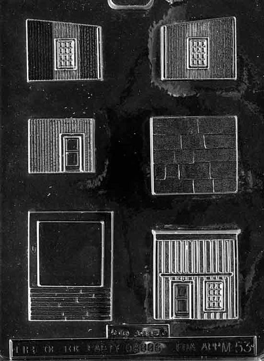 Chocolate mold M053 Store Front with rectangular panels for creating chocolate storefront buildings.