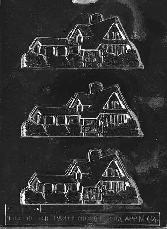 Chocolate mold M064 For Sale House with house-shaped chocolate design featuring raised lettering.