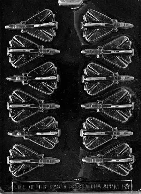 Chocolate mold M084 Airplanes with small aircraft shapes featuring wings and body details for novelty chocolates.