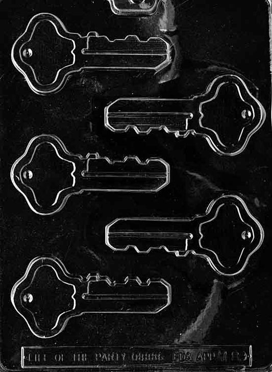 Chocolate mold M089 Keys with multiple key shapes including heads and teeth detail for novelty chocolates.
