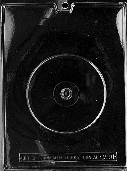 Chocolate mold M091 Compact Disk with round CD shape and etched detail for retro chocolate treats.