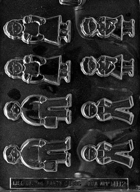 Chocolate mold M112 Family with three different figure shapes representing dad, mom, and child.