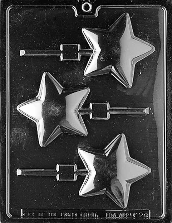 Chocolate mold M126 Rounded Star Lollipop with circular star-shaped pop cavities.