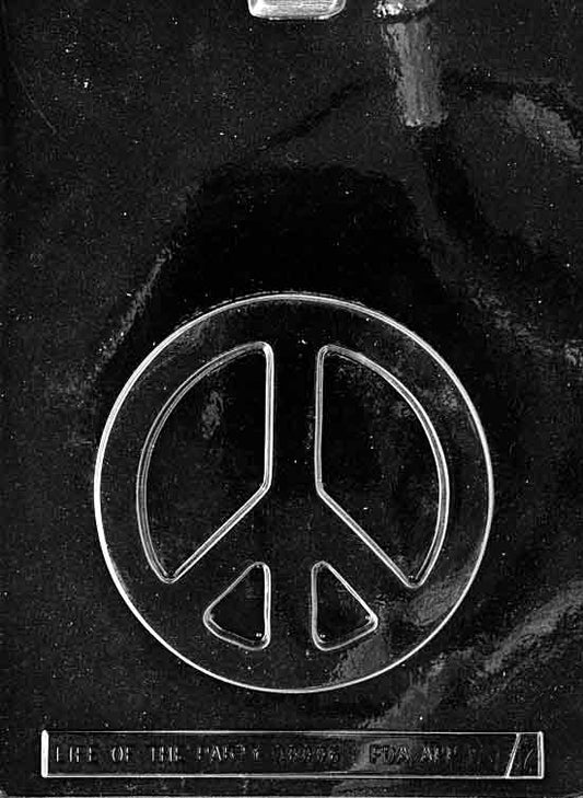 Chocolate mold M137 Peace Sign with round pop design featuring embossed peace symbol.