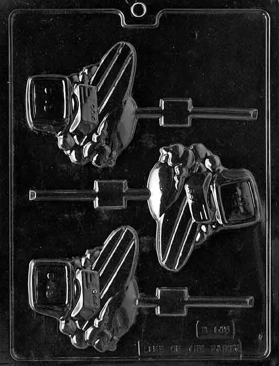 Chocolate mold M145 Surfin' the Net Lollipop with round pop design featuring retro internet theme detail.