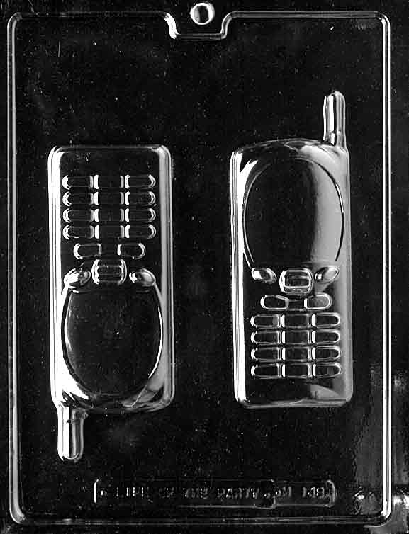 Chocolate mold M148 Updated Cell Phone with rectangular phone and antenna detail for chocolates.