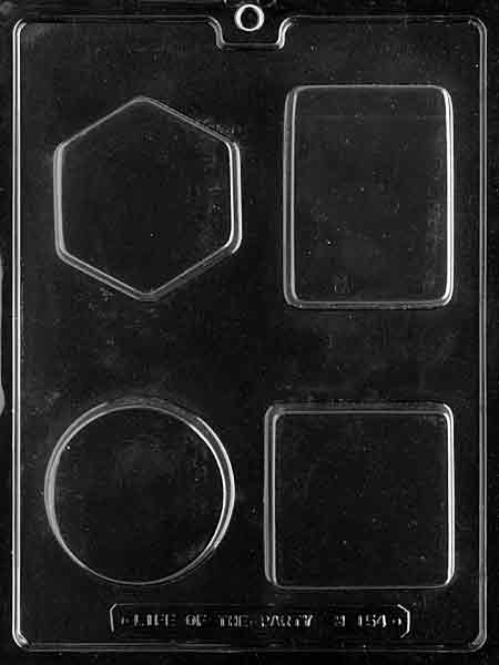 Chocolate mold M154 Four Shapes with assorted cavity shapes for versatile chocolate designs.