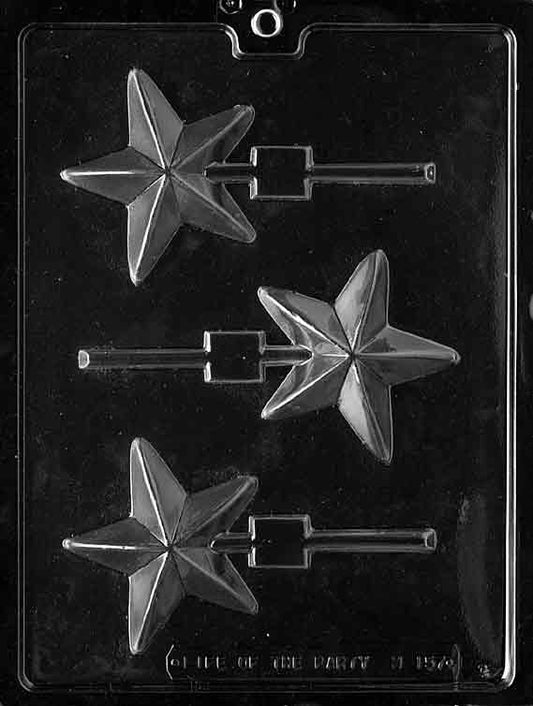 Chocolate mold M157 Star Lollipop with five-pointed star pop design for chocolate treats.