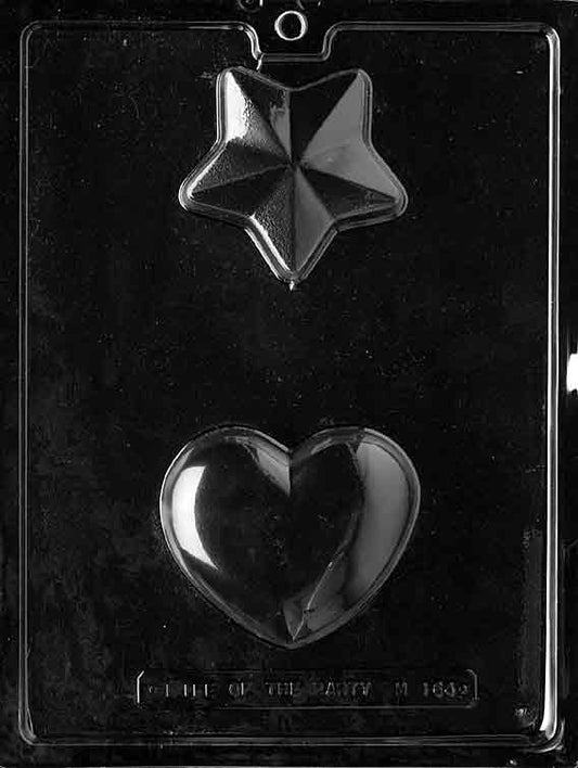 Chocolate mold M164 Heart and Star with combined heart and star cavity designs for chocolate treats.