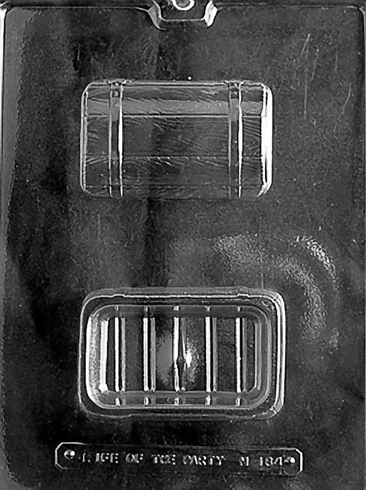 Chocolate mold M184 Treasure Chest with box-shaped cavity and lid detail for novelty chocolates.