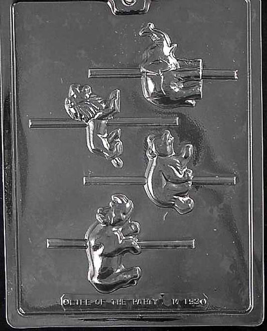 Chocolate mold M193 Carousel Wild Animals with animal-shaped cavities styled after carousel figures.
