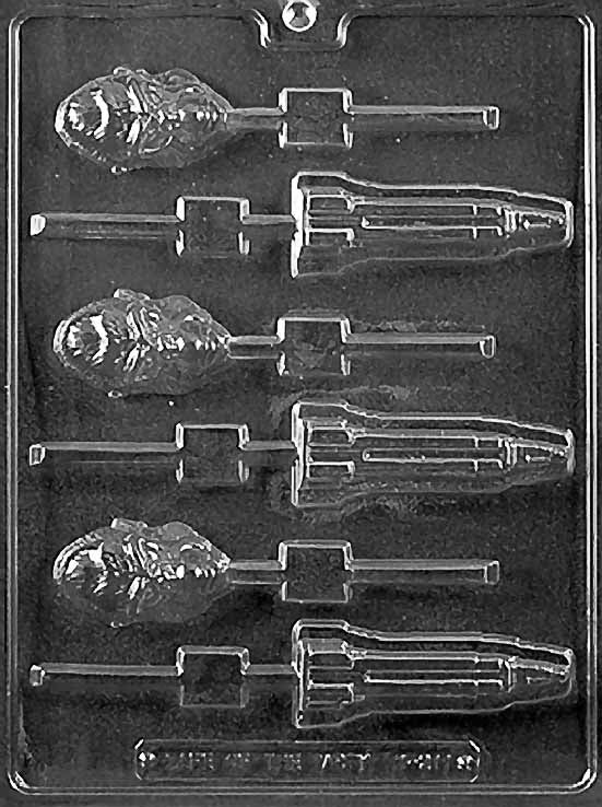 Chocolate mold M211 Ape and Empire State Building Lollipop with skyscraper and ape detail.