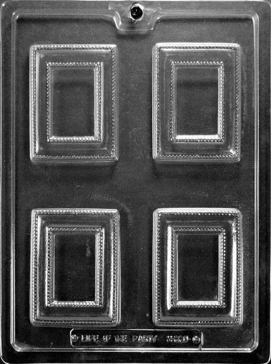 Chocolate mold M220 Fancy Frames Traditional with rectangular ornate frame cavities.