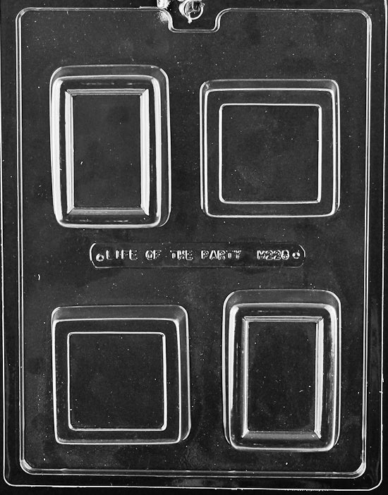 Chocolate mold M228 Square and Rectangle with border cavities for chocolate bars.