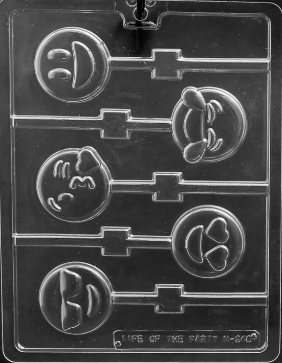 Chocolate mold M248 Emotion Symbols Lollipop with emoji-style pop cavities.