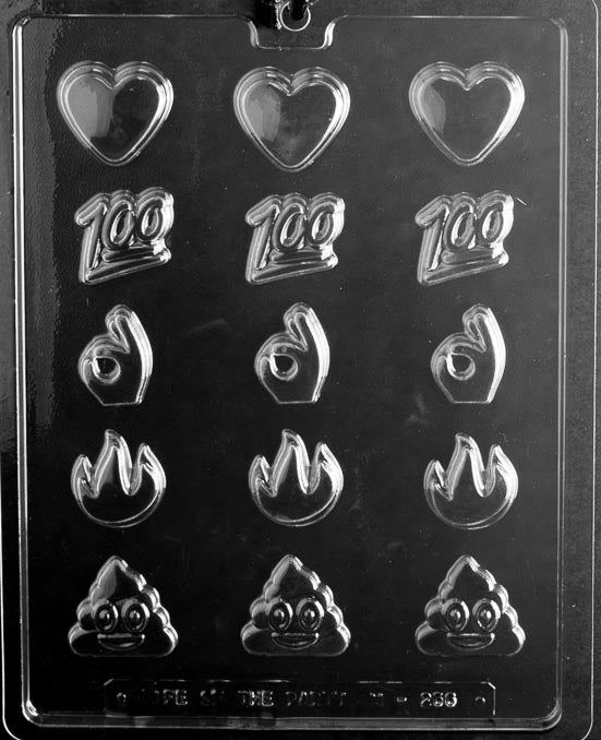Chocolate mold M256 Small Emotion Symbols with mini emoji-style cavities.