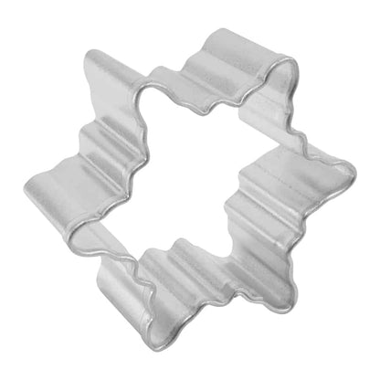 Side view of a 1.5-inch snowflake cookie cutter in durable metal, perfect for small winter-themed treats.