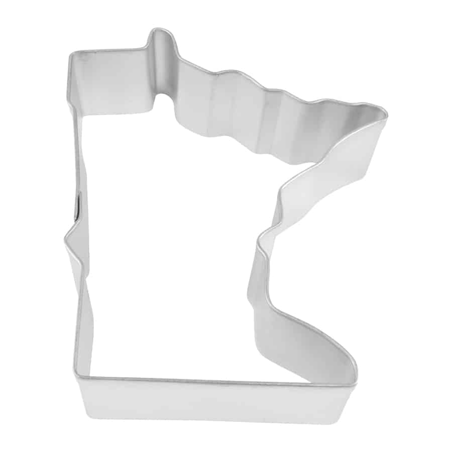 Minnesota state outline cookie cutter made of durable metal, ideal for baking and crafting.