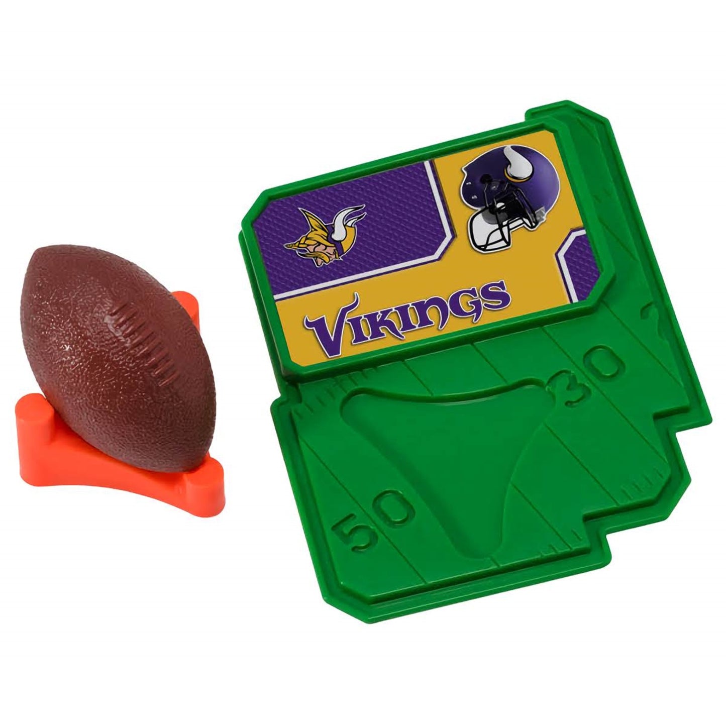 Minnesota Vikings NFL football and tee cake decorating kit, with a detailed miniature football and goalposts, perfect for football-themed events and Vikings fans' birthdays.