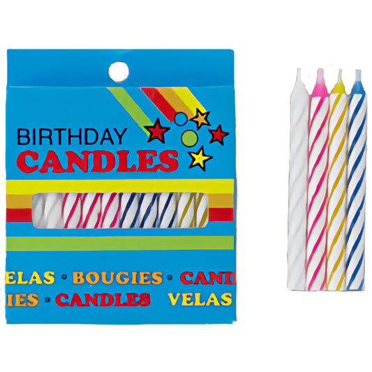 Multi-Color Striped Candles - 24 Pack