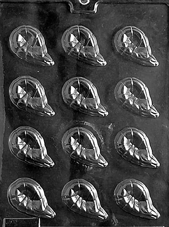 Chocolate mold N011 Shrimp with small shrimp-shaped cavities.