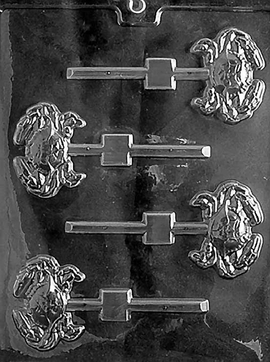 Chocolate mold N015 Crab Lollipop with crab-shaped pop cavities.