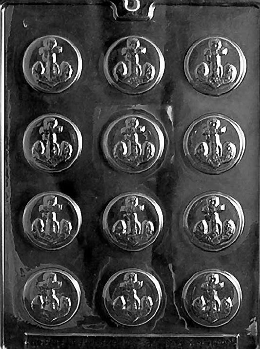 Chocolate mold N022 Anchor Mints with small round cavities embossed with anchors.