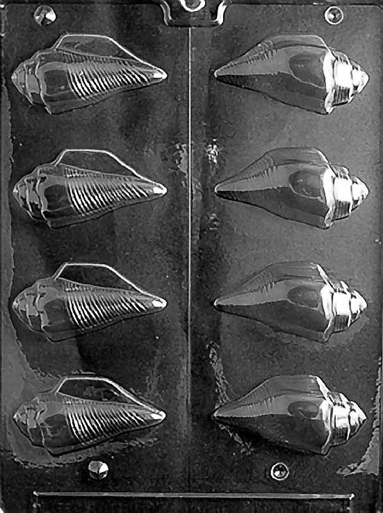 Chocolate mold N024 3D Shells with detailed shell-shaped cavities.