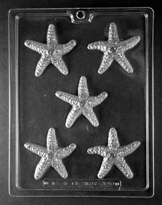 N059 STARFISH chocolate mold with a single starfish cavity showing five arms and surface bumps.
