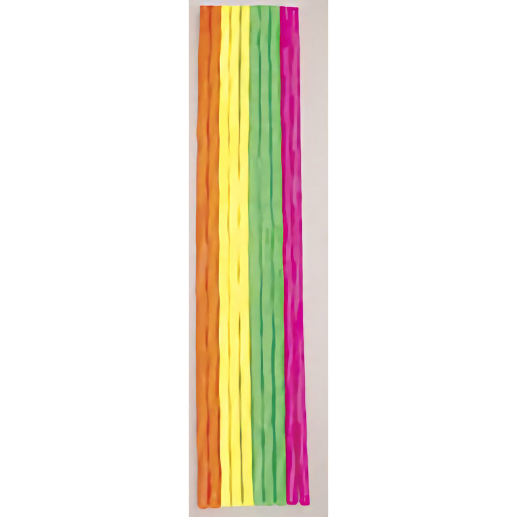 Neon sparkler candles in a pack of 24, measuring 6.5 inches tall, shown in vibrant colors with a slim design for fitting easily on cakes and other desserts