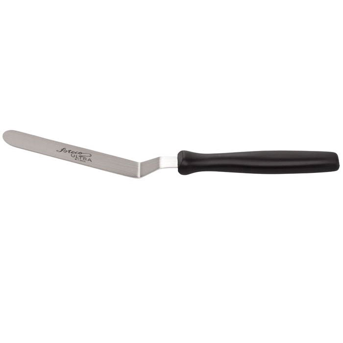 4.5" Offset spatula with a stainless steel blade and ergonomic plastic handle.