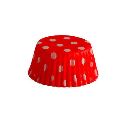 orange polka dot mini baking cup, fluted paper liner