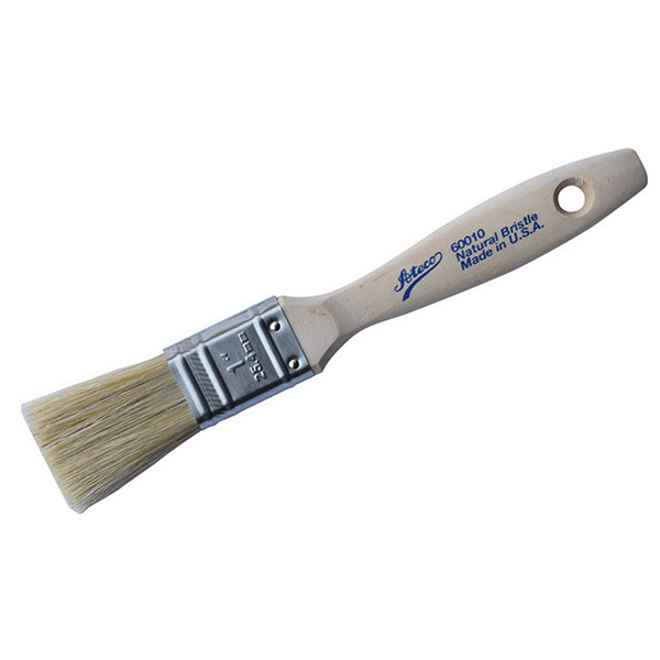 Professional pastry brush with natural boar bristles, stainless steel ferrule, and lacquered wooden handle for precise basting and glazing.