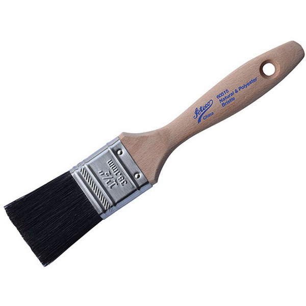 Professional-grade pastry brush with black boar bristles, stainless steel ferrule, and a lacquered wood handle. Ideal for glazing, basting, and detailed baking applications.